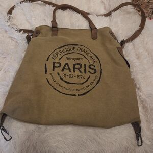 Canvas Tote Bag Can Be used As Crossbody with Paris Print